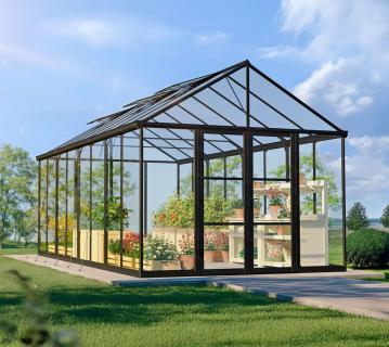 Palram - Canopia Aria 1020 | Alu Gewächshaus mit Fundament | Schwarz | 6x3 m  