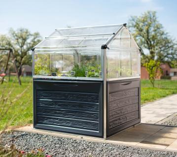 Palram - Canopia Metall Hochbeet mit Gewächshaus Plantino | anthrazit | 118x118x147 cm 