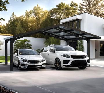 Palram - Canopia Aluminium Carport Sydney Apex | Doppelcarport | Schwarz | 587x538x288 cm 