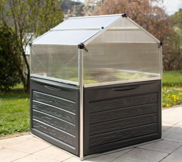 Palram - Canopia Metall Hochbeet mit Gewächshaus Plantino | anthrazit | 118x118x148 cm 