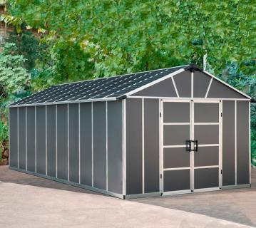 Palram - Canopia Kunststoff Gerätehaus Yukon 1121.3 inkl. Fußboden | Dunkelgrau | 643x332x252 cm 