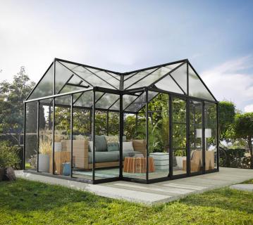 Palram - Canopia Aluminium Gewächshaus Triomphe | Schwarz | 454x380x285 cm 