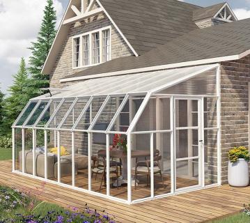 Rion Kunststoff Anlehngewächshaus Sun Room 410 | Weiß | 632x258x266 cm 