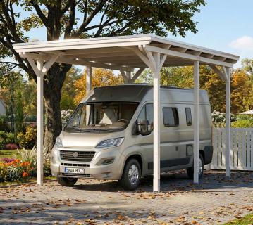 Skan Holz Emsland Caravan | Holz Carport für Wohnmobil | Bausatz | 4,5x6,5 m Weiß
