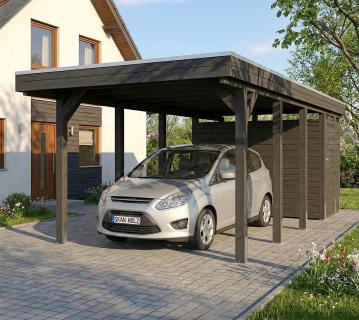 Skan Holz Carport Friesland Set B nussbaum Vater Farbe
