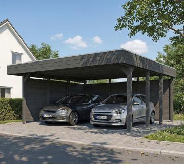 Skan Holz Carport Friesland Set C nussbaum Vater Farbe