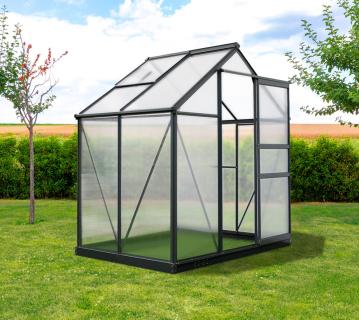 Westmann Aluminium Gewächshaus Flora 64 | Anthrazit | 132x192x202 cm 