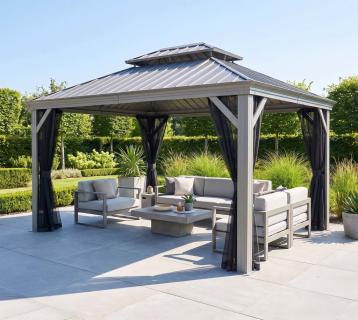  Sojag Messina 1012 | Pavillon mit festem Dach | mit Moskitonetz | 3x4 m 