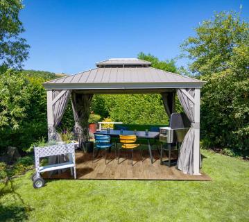 B-WARE Sojag Vorhänge inkl. Clips für Pavillon Messina 1012 | Taupe 