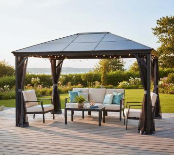 Sojag Verona 1014 | Pavillon mit festem Dach | inkl. Moskitonetz | 3x4 m 