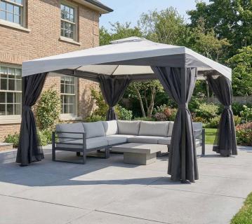 Sojag Malta 1014 | Alu Pavillon 3x4 m | mit abnehmbaren Textildach 