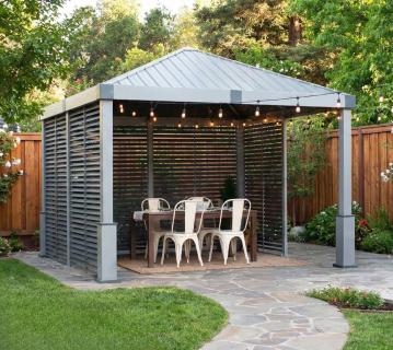 Sojag Aluminium Pavillon Nanda 1212 inkl. Seitenwand | Champagner | 363x363x313 cm 