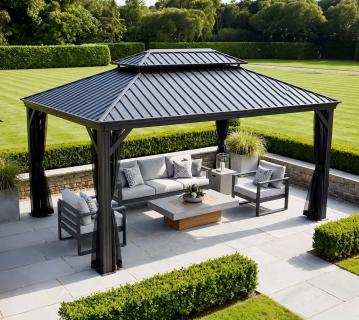 Sojag Messina 1216 | Pavillon mit festem Dach | mit Moskitonetz | 4x5 m 