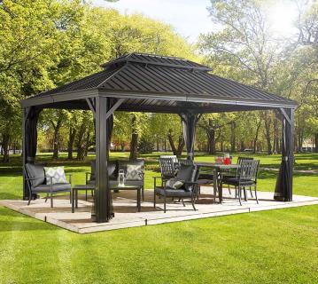 Sojag Messina 1216 | Pavillon mit festem Dach | mit Moskitonetz | 4x5 m 