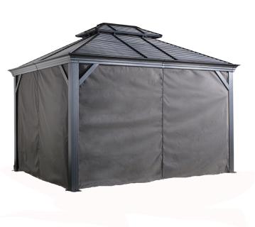 Sojag Pavillon Mykonos 12x16 Vorhänge Seitenteile Dunkelgrau 