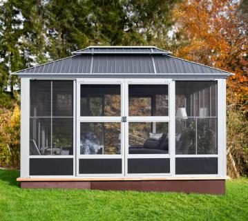 Sojag Olan 1014 | Pavillon mit Seitenteilen | Grau | 4x3 m 
