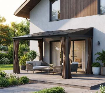 Sojag Portland 1014 | Alu Terrassenüberdachung mit Zubehör | 3x4 m | Bronze 