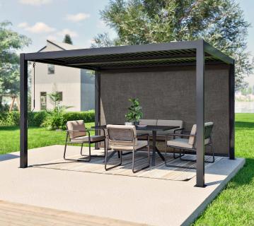 Sojag Milo Set12 1012 | Lamellendach Pergola mit Seitenwand Gr. 12 | Schwarz  