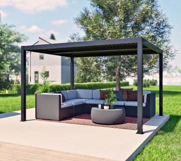 Sojag Milo 1012 | Stahl Pergola mit Lamellendach | Schwarz | 3x3,5 m 