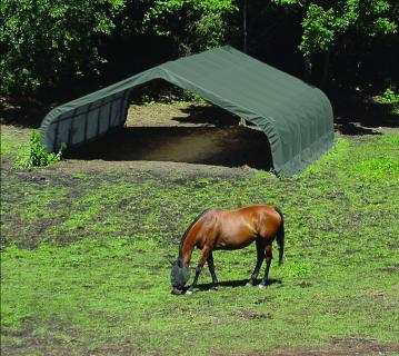 ShelterLogic Folien Weidezelt Zeltgarage Run-In-Shed | Grün | 610x670x320 cm 