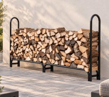 ShelterLogic Stahl Kaminholzregal inkl. Abdeckung | Schwarz | 244x25x118 cm Farbe