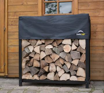 ShelterLogic Kaminholzregal inkl. Abdeckung | Schwarz | 36x120x119 cm 
