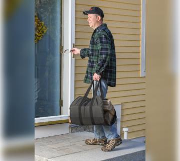 Polyester Kaminholztasche Eiche | Schwarz | 20 kg 