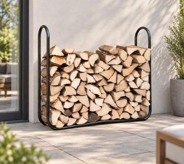 ShelterLogic Stahl Kaminholzregal | Schwarz | 25x122x104 cm Farbe