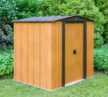 Spacemaker Metall Gerätehaus Woodlake 65 | Braun | 151x194x177 cm 