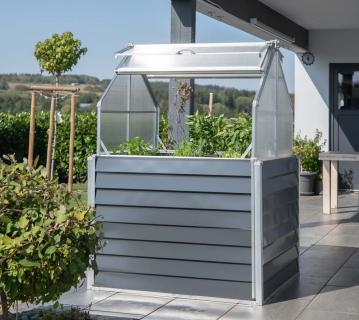 Westmann Metall Hochbeet mit Gewächshaus Store & Grow | Anthrazit | 120x120x169 cm 