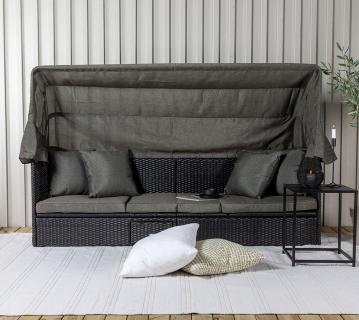 VENTURE HOME Nopy | Rattan Sonnenliege mit Dach | klappbar | Grau 