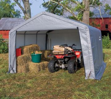 ShelterLogic Folien Weidezelt Zeltgarage | Grau | 370x370x260 cm 