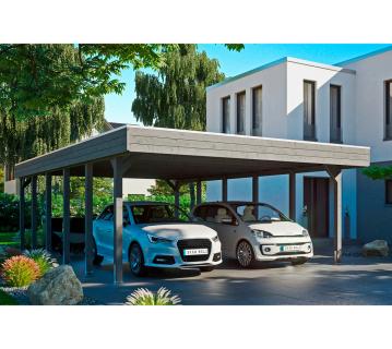 Skan Holz Holz Carport Friesland | Schiefergrau | 860x557x254 cm 