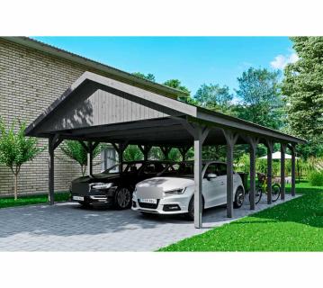 Skan Holz Holz Doppelcarport Wallgau | Schiefergrau | 900x620x354 cm 