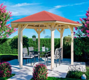 Skan Holz Holz Pavillon 6-Eck Nancy 2 | Natur | 364x420x210 cm 