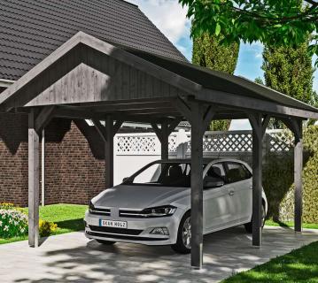 Skan Holz Holz Carport Wallgau | Schiefergrau | 500x380x313 cm 
