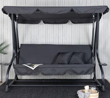 VENTURE HOME Metall Hollywoodschaukel Malaga | Schwarz | 210x120x168 cm 