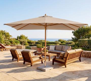 VENTURE HOME Naxos | Balkon Sonnenschirm rechteckig | Braun | 3 x 3 m 
