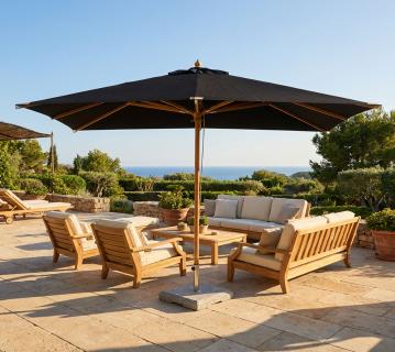 VENTURE HOME Naxos | Balkon Sonnenschirm rechteckig | Schwarz | 3 x 3 m 