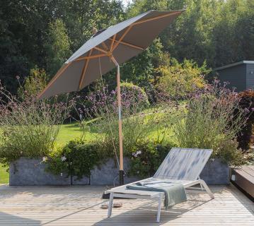 VENTURE HOME Holz Sonnenschirm Corypho | Sonnenschirm knickbar | Grau | Ø 250 cm 