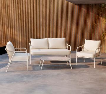 VENTURE HOME Sicily | Alu Gartenmöbel Lounge Set | Gartenlounger Beige 