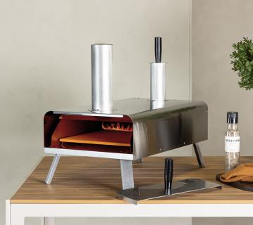 VENTURE HOME Pizzaofen Digos | Pellets Pizzaofen | Silber | 37x86x50 cm 