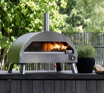 VENTURE HOME Pizzaofen Kerang | Gas Pizzaofen Outdoor | Silber | 54x56x57 cm 