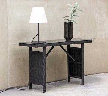 VENTURE HOME Padova | Outdoor Beistelltisch in Schwarz | Polyrattan mit Glas 