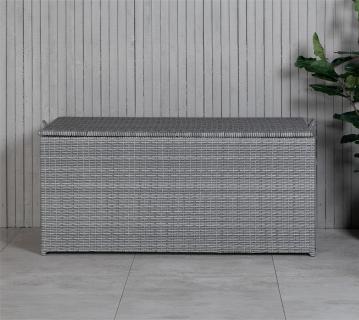 VENTURE HOME Kunststoff Gartenbox London | Kissenbox in Rattanoptik | Grau | 60x130x61 