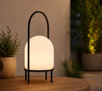 VENTURE HOME Tischlampe Colie | Tischlampe kabellos | Schwarz/Weiß | 26x53 cm 