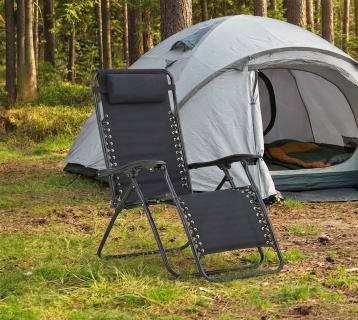 Venture Home Vulcano | klappbarer Liegestuhl für Balkon und Camping | Schwarz 