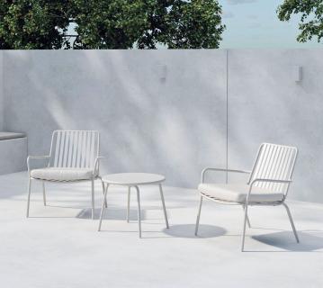 VENTURE HOME Mykonos | Outdoor Loungesessel | 2er-Set mit Tisch | Beige 