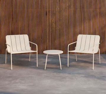 VENTURE HOME Minos | Outdoor Loungesessel | 2er-Set mit Tisch | Beige 