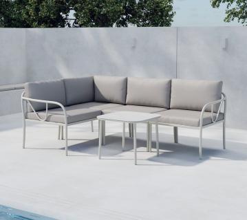 VENTURE HOME Hydra | Stahl Gartenmöbel Lounge L-Form | Gartensitzgruppe Beige 